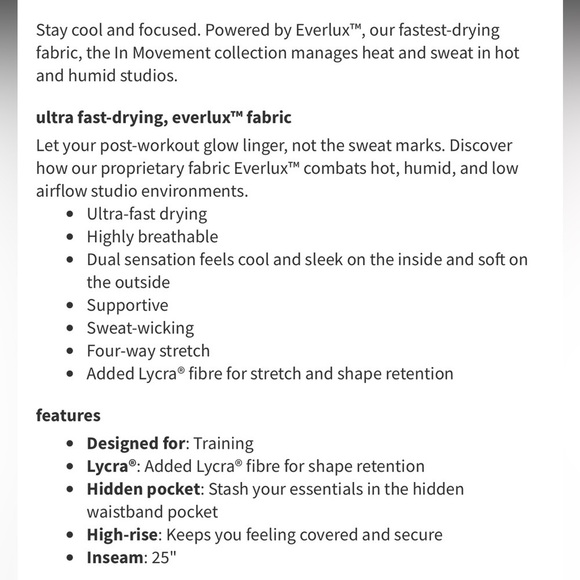 Lululemon Everlux In Movement Tight 25” size 6 - Picture 12 of 12